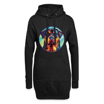 Rottweiler Chien Aquarelle Colorée Animal Cartoon - Sweat-shirt à capuche long Femme - noir - Devant