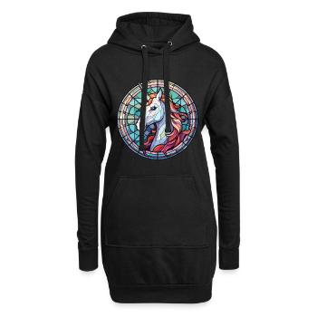 Einhorn bunte Aquarell Tier Illustration - Hoodie-Kleid - Schwarz - Vorne
