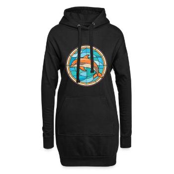 Delphin, Buntes, Aquarell, Tier, Illustration - Hoodie-Kleid - Schwarz - Vorne