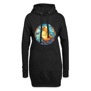 Poussin Coloré Aquarelle Animal Animal De Compagnie Illustration - Sweat-shirt à capuche long Femme - noir - Devant