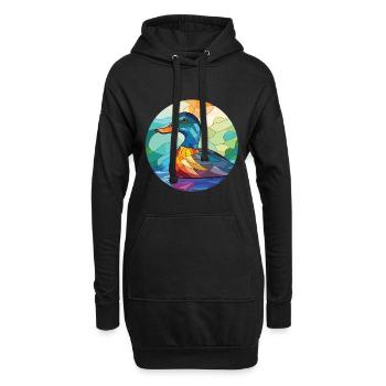 Canard Coloré Aquarelle Animal Animal De Compagnie Illustration - Sweat-shirt à capuche long Femme - noir - Devant