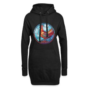 Henne bunte Aquarell-Tier-Haustier-Illustration - Hoodie-Kleid - Schwarz - Vorne