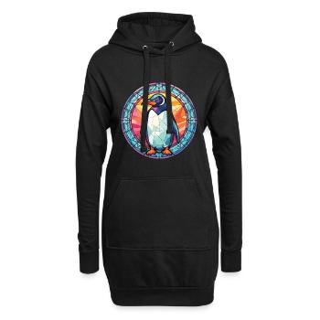 Pinguin bunte Aquarell-Tier-Illustration - Hoodie-Kleid - Schwarz - Vorne