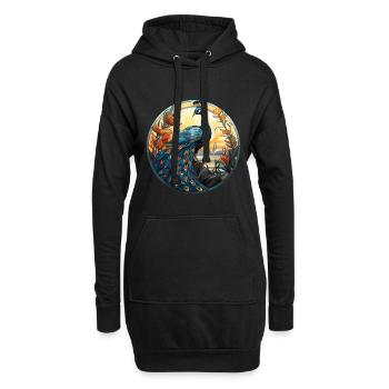 Pfau Buntes Aquarell Tier Illustration - Hoodie-Kleid - Schwarz - Vorne