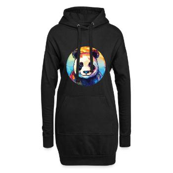 Panda Buntes Aquarell Tier Haustier Illustration - Hoodie-Kleid - Schwarz - Vorne