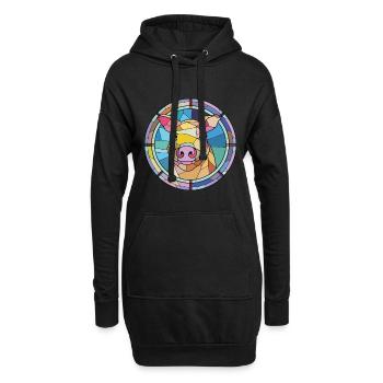 Cochon Aquarelle Colorée Animal Illustration D’animaux De Compagnie - Sweat-shirt à capuche long Femme - noir - Devant