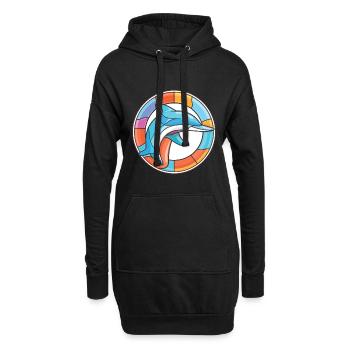 Delfin buntes Aquarell Tier Illustration - Hoodie-Kleid - Schwarz - Vorne