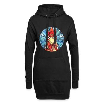 Henne buntes Aquarell Tier Haustier Illustration - Hoodie-Kleid - Schwarz - Vorne