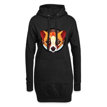 Rouge Vari Lémurien Coloré Aquarelle Animal Cartoon - Sweat-shirt à capuche long Femme - noir - Devant