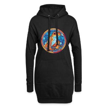 Frosch buntes Aquarell Tier Haustier Illustration - Hoodie-Kleid - Schwarz - Vorne