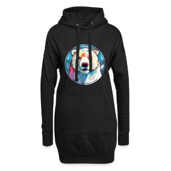 Eisbär Buntes Aquarell Tier Illustration - Hoodie-Kleid - Schwarz - Vorne