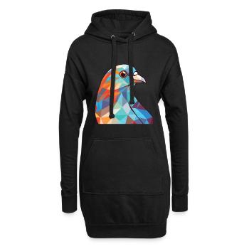 Taube buntes Aquarell Tier Haustier Illustration - Hoodie-Kleid - Schwarz - Vorne