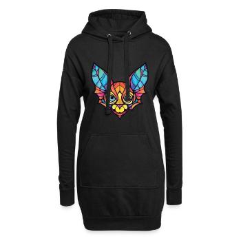 Fledermaus buntes Aquarell Tier Haustier Illustration - Hoodie-Kleid - Schwarz - Vorne