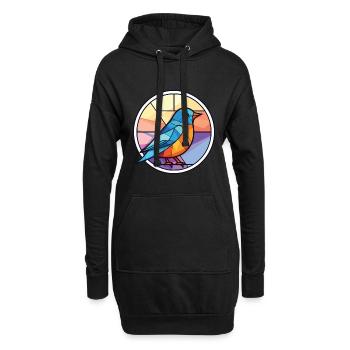 Blauer Vogel Buntes Aquarell Tier Illustration - Hoodie-Kleid - Schwarz - Vorne