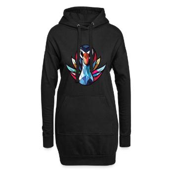 Schwarzer Schwan Buntes Aquarell Tier Illustration - Hoodie-Kleid - Schwarz - Vorne