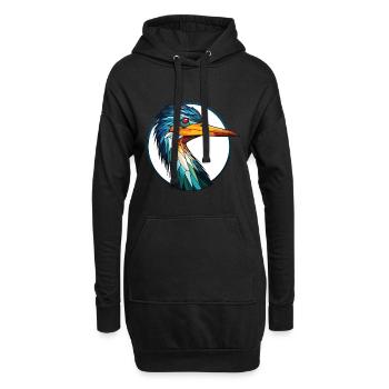 Kormoran bunte Aquarell-Tier-Illustration - Hoodie-Kleid - Schwarz - Vorne