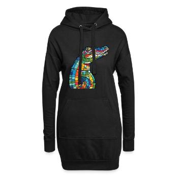 Krokodil buntes Aquarell Tier Illustration - Hoodie-Kleid - Schwarz - Vorne