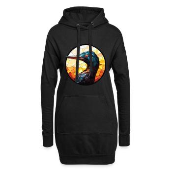 Kormoran bunte Aquarell-Tier-Illustration - Hoodie-Kleid - Schwarz - Vorne