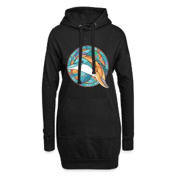 Delfin buntes Aquarell Tier Illustration - Hoodie-Kleid - Schwarz - Vorne