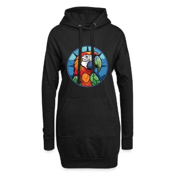 Papagei buntes Aquarell Tier Haustier Illustration - Hoodie-Kleid - Schwarz - Vorne