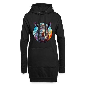 Nashorn buntes Aquarell Tier Haustier Illustration - Hoodie-Kleid - Schwarz - Vorne