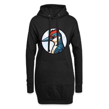 Specht bunte Aquarell Tier Illustration - Hoodie-Kleid - Schwarz - Vorne
