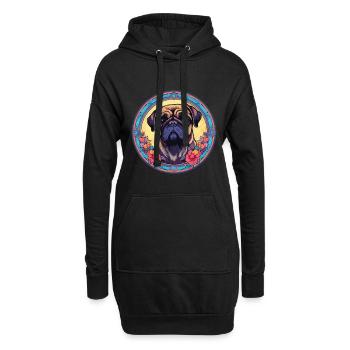 Bunter Hund Buntes Aquarell Tier Cartoon - Hoodie-Kleid - Schwarz - Vorne
