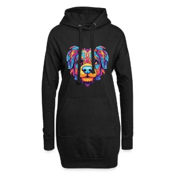 Bunter Hund Buntes Aquarell Tier Cartoon - Hoodie-Kleid - Schwarz - Vorne