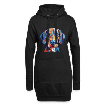 American Blue Gascogne Hund Rasse Aquarell - Hoodie-Kleid - Schwarz - Vorne