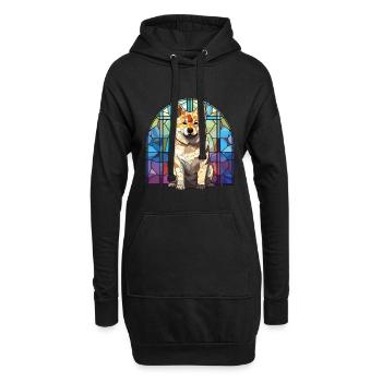 Akita Hunderasse bunte Aquarell-Illustration - Hoodie-Kleid - Schwarz - Vorne