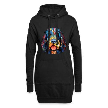 Barbet chien race coloré aquarelle Illustration - Sweat-shirt à capuche long Femme - noir - Devant