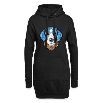 Bleu De Gascogne race chien aquarelle illustration - Sweat-shirt à capuche long Femme - noir - Devant
