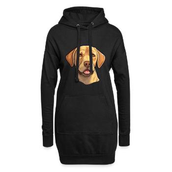 Labrador Hunderasse Cartoon Kawaii Illustration - Hoodie-Kleid - Schwarz - Vorne