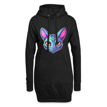 Korat Katze Rasse Aquarell Karikatur Kawaii Haustier - Hoodie-Kleid - Schwarz - Vorne