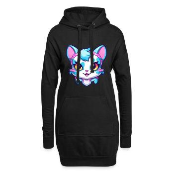 Hantilly Tiffany Katze Aquarell Cartoon Kawaii - Hoodie-Kleid - Schwarz - Vorne