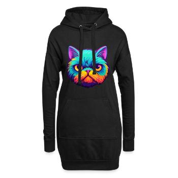 Chat exotique à poil court aquarelle dessin animé Kawaii - Sweat-shirt à capuche long Femme - noir - Devant
