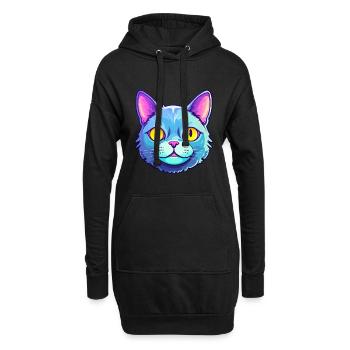 Chat britannique à poil long aquarelle dessin animé Kawaii - Sweat-shirt à capuche long Femme - noir - Devant