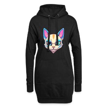 Tonkinois chat race aquarelle dessin animé kawaii animal de compagnie - Sweat-shirt à capuche long Femme - noir - Devant