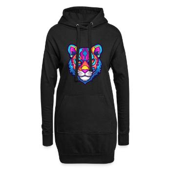Tiger Katze Rasse Aquarell Karikatur Kawaii Haustier - Hoodie-Kleid - Schwarz - Vorne