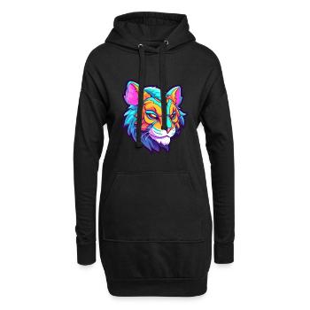 Liger Hybrid Löwe Tiger Katze Bunte Karikatur Kawai - Hoodie-Kleid - Schwarz - Vorne