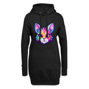Khao Manee Cat Breed Aquarelle Cartoon Kawaii Pet - Sweat-shirt à capuche long Femme - noir - Devant