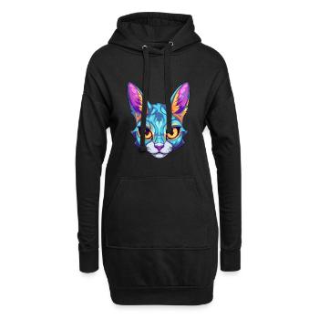 Chat javanais race aquarelle dessin animé Kawaii animal de compagnie - Sweat-shirt à capuche long Femme - noir - Devant