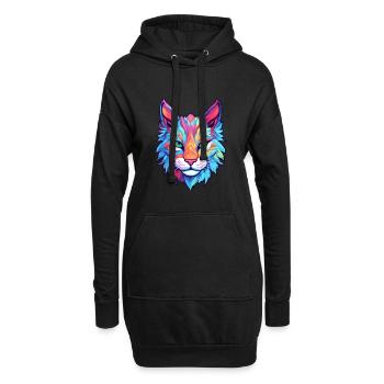 Eurasische Luchskatze Rasse Aquarell Karikatur Kawaii - Hoodie-Kleid - Schwarz - Vorne