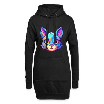Chat polydactyle américain aquarelle dessin animé Kawaii - Sweat-shirt à capuche long Femme - noir - Devant
