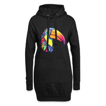 Toucan coloré aquarelle dessin animé kawaii Animal - Sweat-shirt à capuche long Femme - noir - Devant