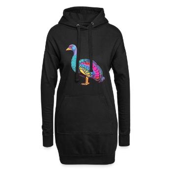 Pintade colorée aquarelle dessin animé Kawaii Ani - Sweat-shirt à capuche long Femme - noir - Devant