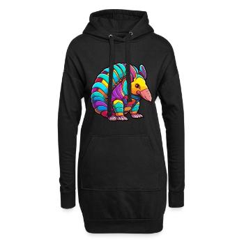 Gürteltier Bunte Aquarell-Karikatur Kawaii Anima - Hoodie-Kleid - Schwarz - Vorne