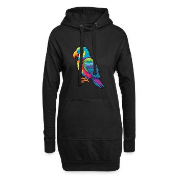 Oiseau Aquarelle Colorée Dessin Animé Kawaii Animal - Sweat-shirt à capuche long Femme - noir - Devant