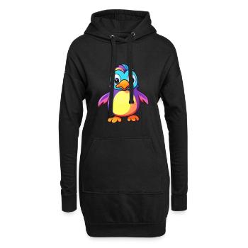 Pinguin Buntes Aquarell Cartoon Kawaii Tier - Hoodie-Kleid - Schwarz - Vorne