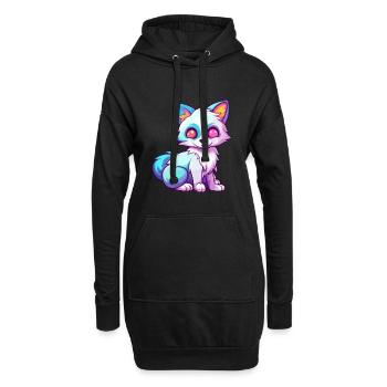 Arktisfuchs Bunte Aquarell-Karikatur Kawaii Anim - Hoodie-Kleid - Schwarz - Vorne